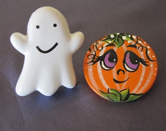 HALLOWEEN PUMPKIN & GHOST Brooches