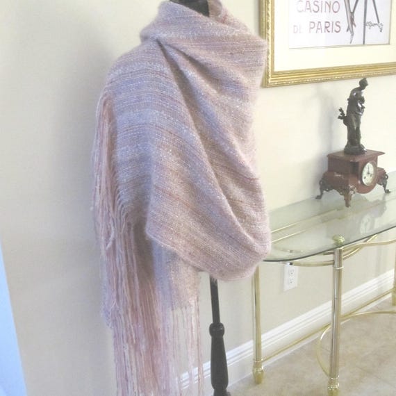 HAND LOOMED WOOL Fringed Wrap - image 1