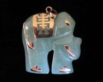 CARVED JADE 14KT CHARM with Bale