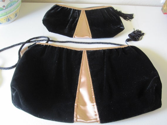 MATCHING BLACK VELVET & Satin Evening Bags - image 9