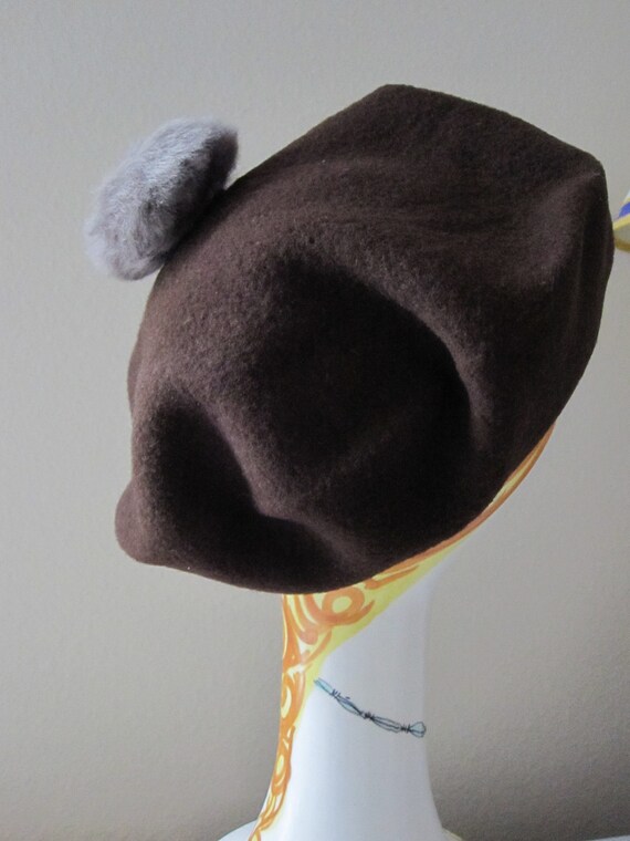 CHILDS BROWN Wool BERET With Faux Fur - image 6