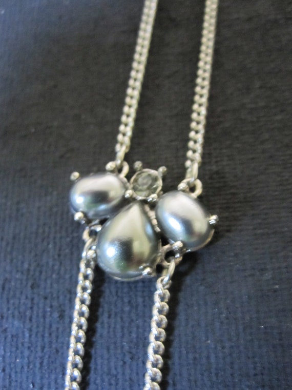 MONET SILVER PEARL Bee Necklace - image 4