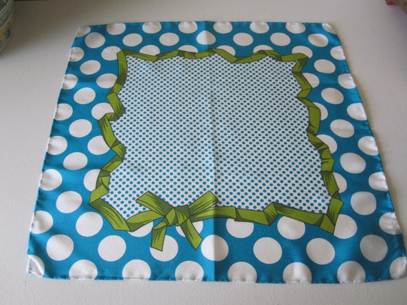 Silk RIBBON POLKA DOT Italian Handkerchief - image 1