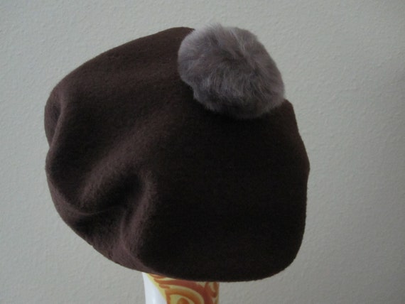 CHILDS BROWN Wool BERET With Faux Fur - image 3