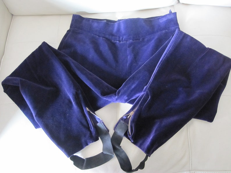 PURPLE VELVET STRETCH Stirrup Pants 1960/'s