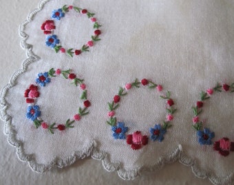 WEDDING RING Handkerchief Hand Embroidered  1930s