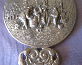 Jensen SILVER Ornate Hand MIRROR & COMBS