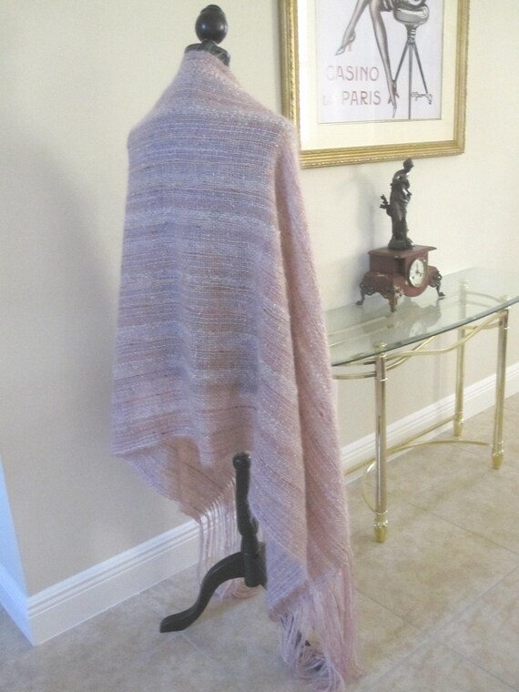 HAND LOOMED WOOL Fringed Wrap - image 10