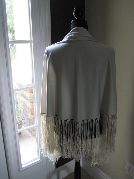 SILK ROSE FRINGED Vintage Shawl - image 9