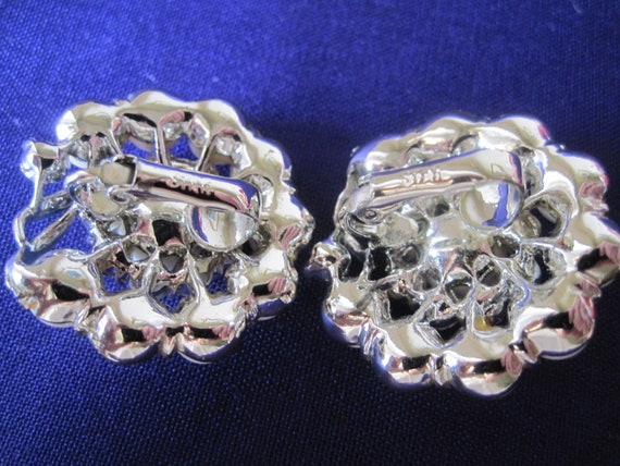 WHITE AB RHINESTONE Cluster Clip Earrings - image 3