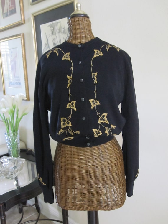 HAND PAINTED Black Cardigan OOAK