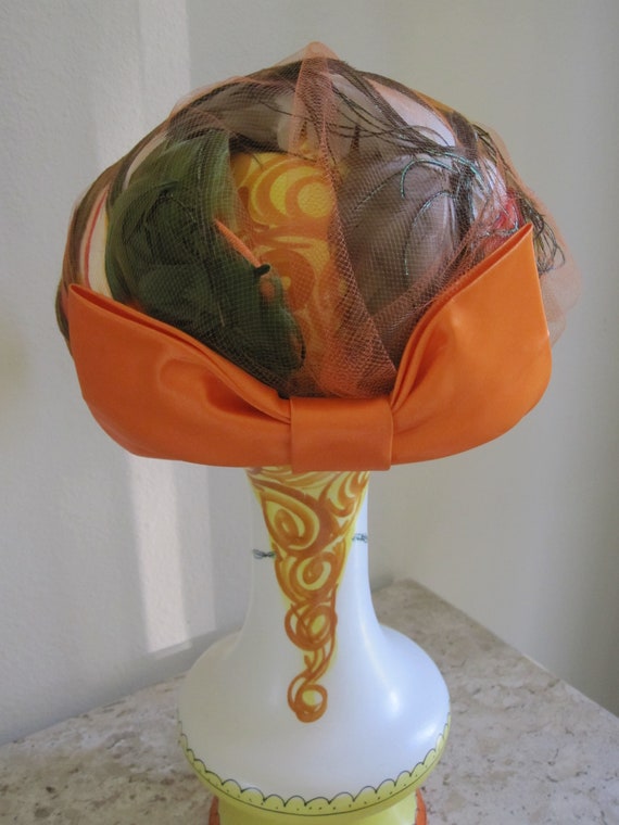 DESIGNER ORANGE FEATHER Hat by Doree' of New York - image 4