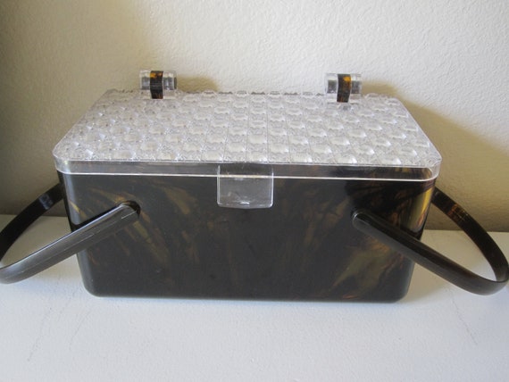 TORTOISE SHELL LUCITE Handbag/Case 1970 - image 9