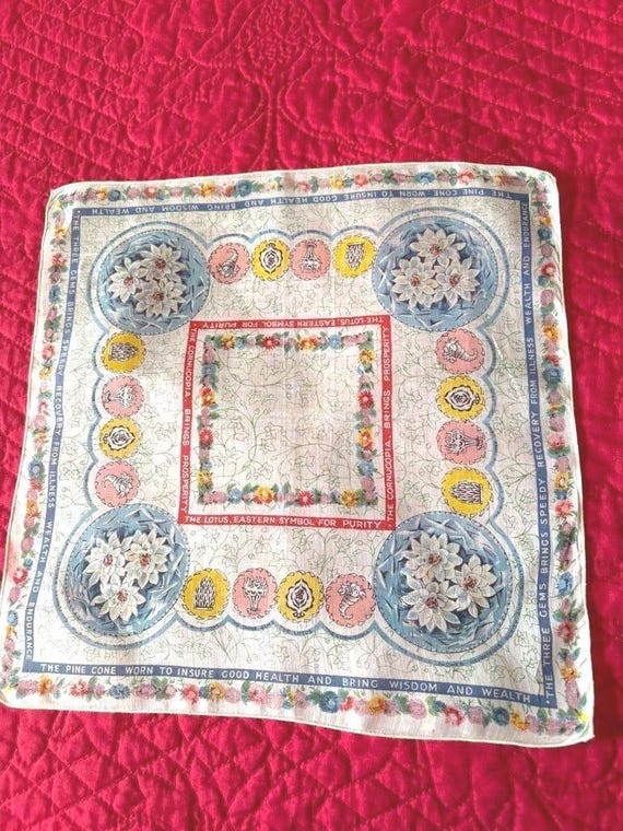 LOTUS BLOSSOM Pine Cone HANDKERCHIEF