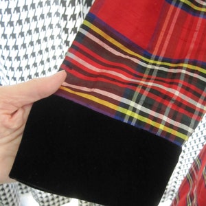 RED PLAID SILK & Velvet Robe image 5