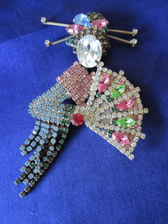 FIGURAL RHINESTONE GEISHA Brooch - image 8