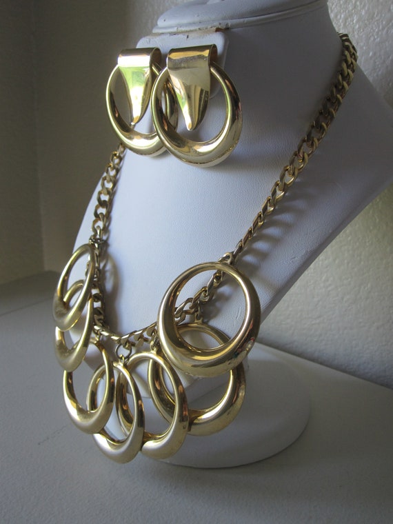 HUGE GOLD HOOP Necklace & Earrings