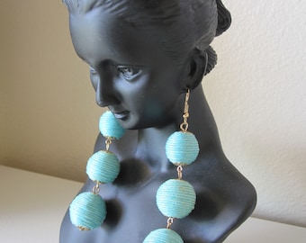 HUGE AQUA BALL Drop Earrings