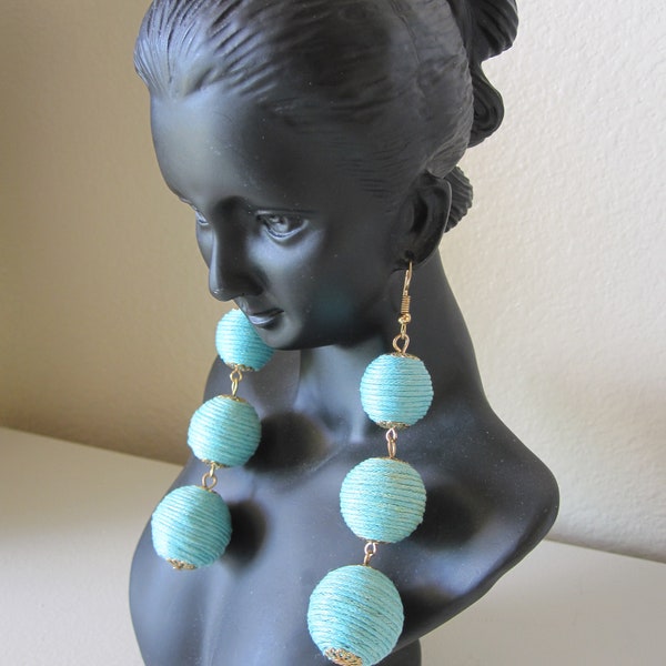 HUGE AQUA BALL Drop Earrings