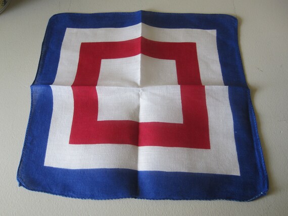 1960s RED WHITE & BLUE Patriotic Handkerchief - image 2