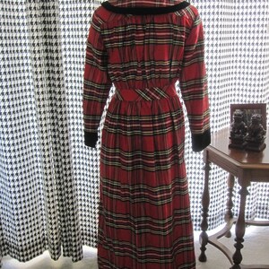 RED PLAID SILK & Velvet Robe image 6