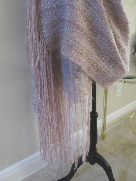 HAND LOOMED WOOL Fringed Wrap - image 6