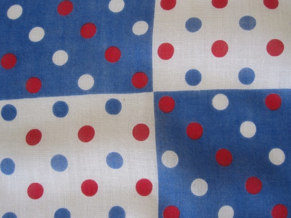 1960s POLKA DOT Red, White  & Blue Handkerchief - image 1