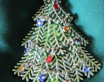 RHINESTONE SWAG AVON Christmas Tree Brooch