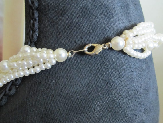 FAUX PEARL FLAPPER Art Deco Seed Bead Necklace - image 6