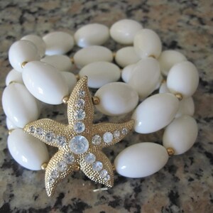 STARFISH WHITE BEAD 3 Strand Stretch Bracelet