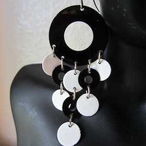 1960s GEOMETRIC Black And White DISCO Earrings