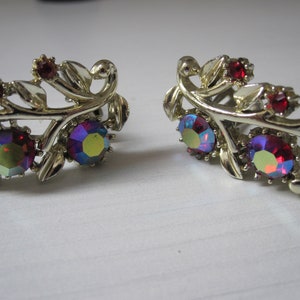 AB RED CORO Signed Earrings