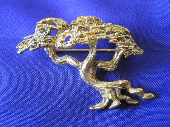 TORTOLANI GOLD TREE Brooch Signed - image 3