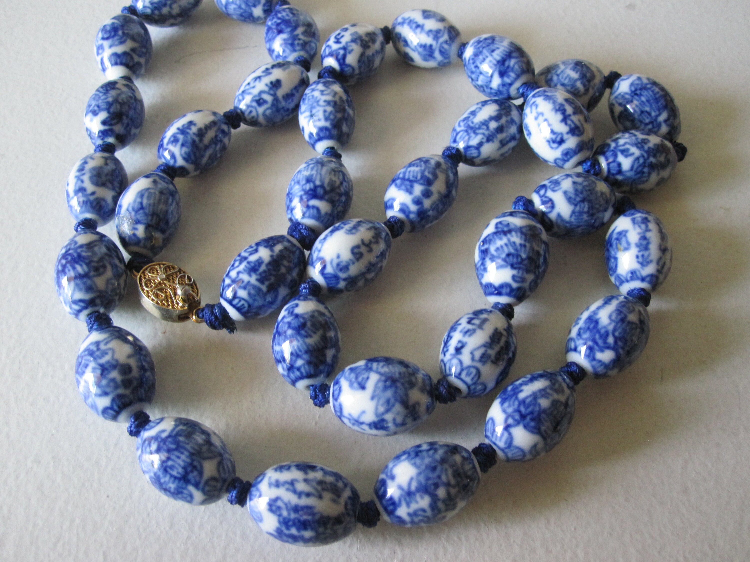 BLUE CHINESE PORCELAIN Beaded Necklace - Etsy