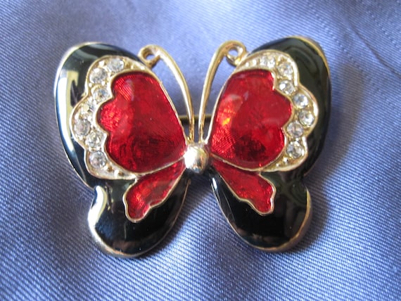ENAMEL RHINESTONE BUTTERFLY Brooch