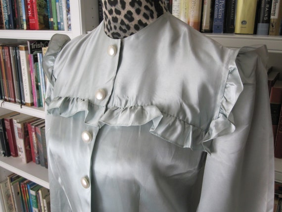 1930s Dressing Gown Aqua Satin