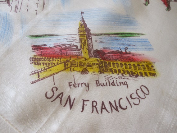 SAN FRANCISCO LINEN Souvenir Handkerchief Hand Ro… - image 1