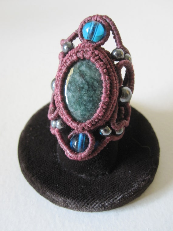 MACRAME GEMSTONE RING Size 7 - image 3