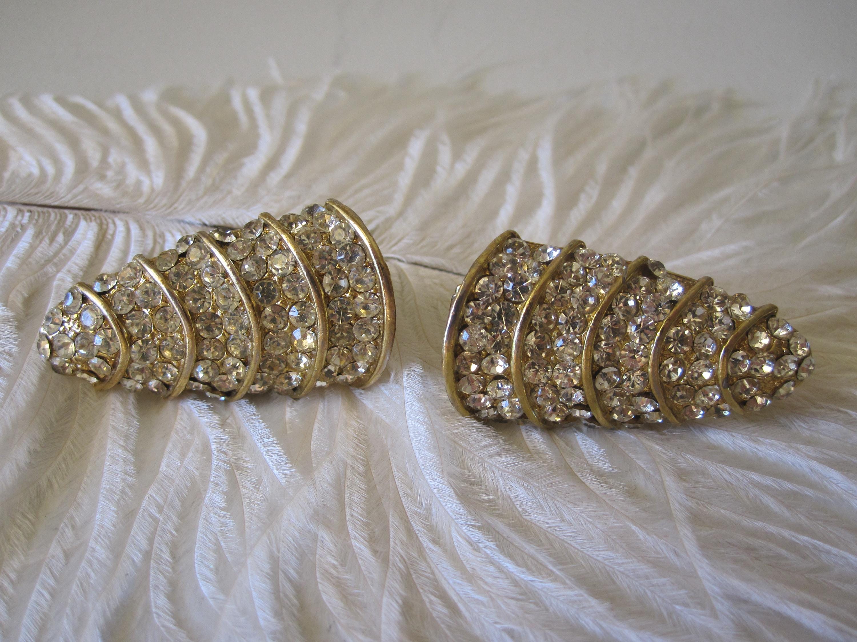 Vintage rhinestone belt clips Vintage Crystal Belt Clips - Gem main image 4
