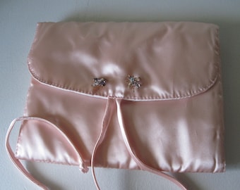 PINK SATIN LINGERIE Jewelry Bag Boudoir 1940s