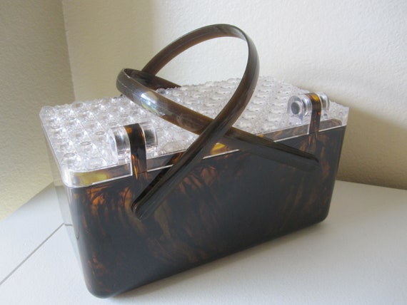 TORTOISE SHELL LUCITE Handbag/Case 1970 - image 2