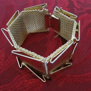WIDE Gold ART DECO   7 Inch Bracelet
