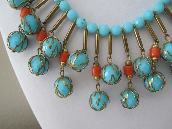 FABULOUS TURQUOISE PLASTIC Necklace & Earrings 194