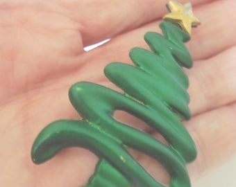 2 CHRISTMAS TREE BROOCHES