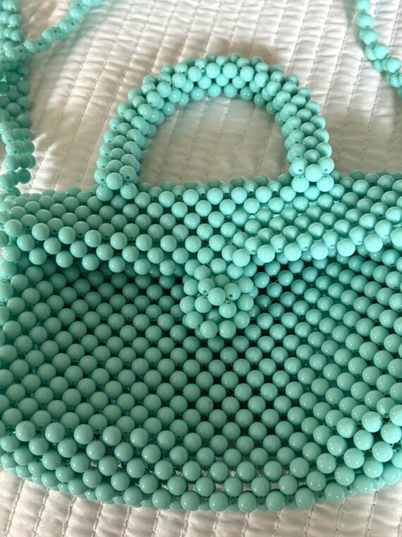 AQUA BEADED HANDBAG