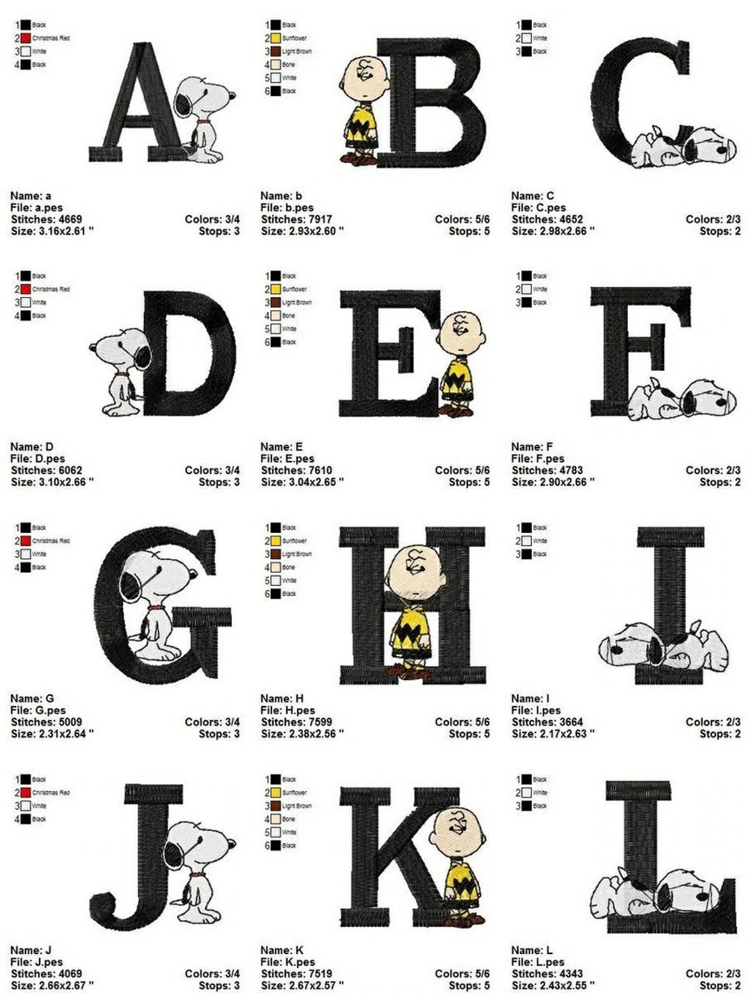 Peanuts Embroidered Alphabet Your Choice of T-shirts, Polo Shirts ...
