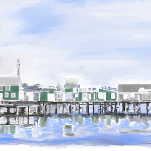 Provincetown, MA - Original Art Print - Captain Jack&#39;s Wharf - Landscape - Choose from Various Custom Sizes