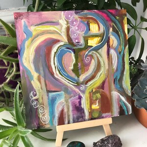 Original Mixed Media Painting - “Open Heart” - 6”x6” on Aquabord