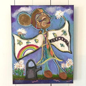 The Grateful Gardener - Original Acrylic Painting - 11x14