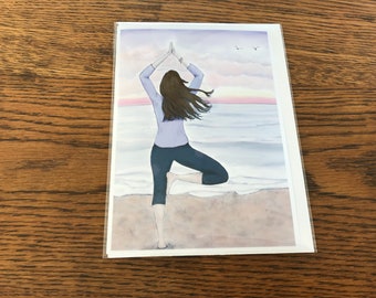 Tree Pose - Blank Greeting Cards - 5x7 - Cards for the Yoga Lover - Choose from Single, Set of 4, or Set of 8